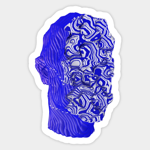 Trippy - 3D Model Blue Abstract Texture Sticker by marlenecanto